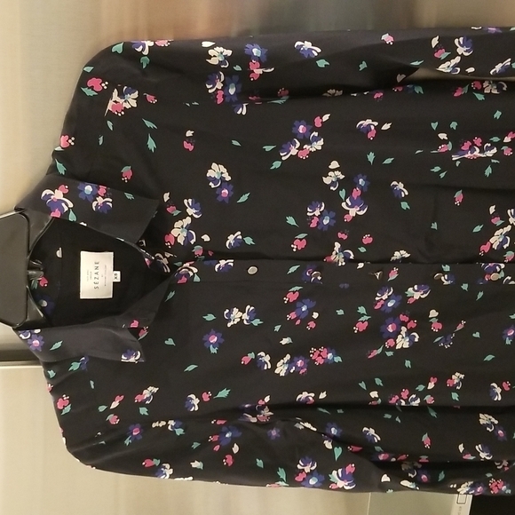 💕SEZANE💕 100% Silk Button Down Shirt Dress ~ Black Floral Print XS - Picture 8 of 14